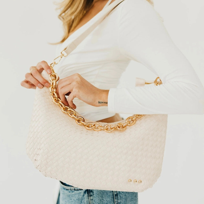 Sienna Slouchy Woven Vegan Leather Shoulder Bag