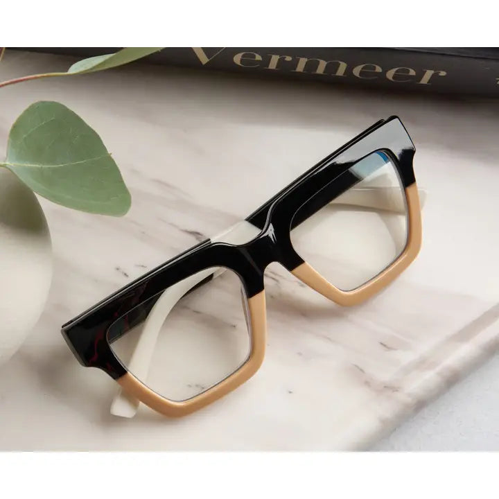 Peepers Take A Bow Blue Light Glasses - Black/Tan