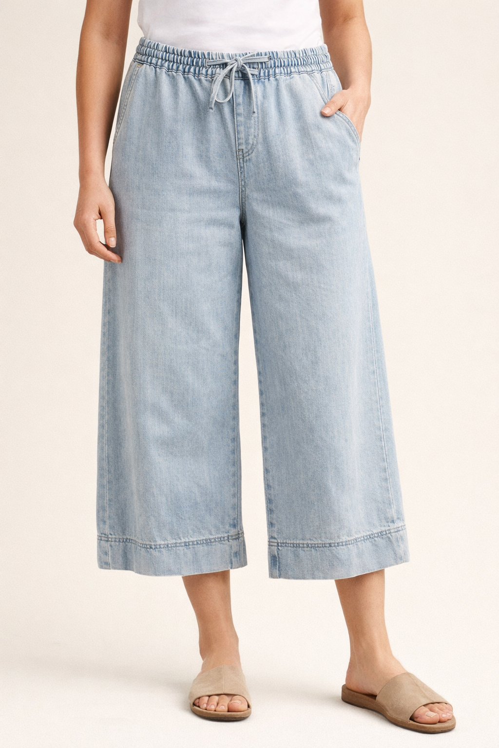 High Rise Wide Leg Capri