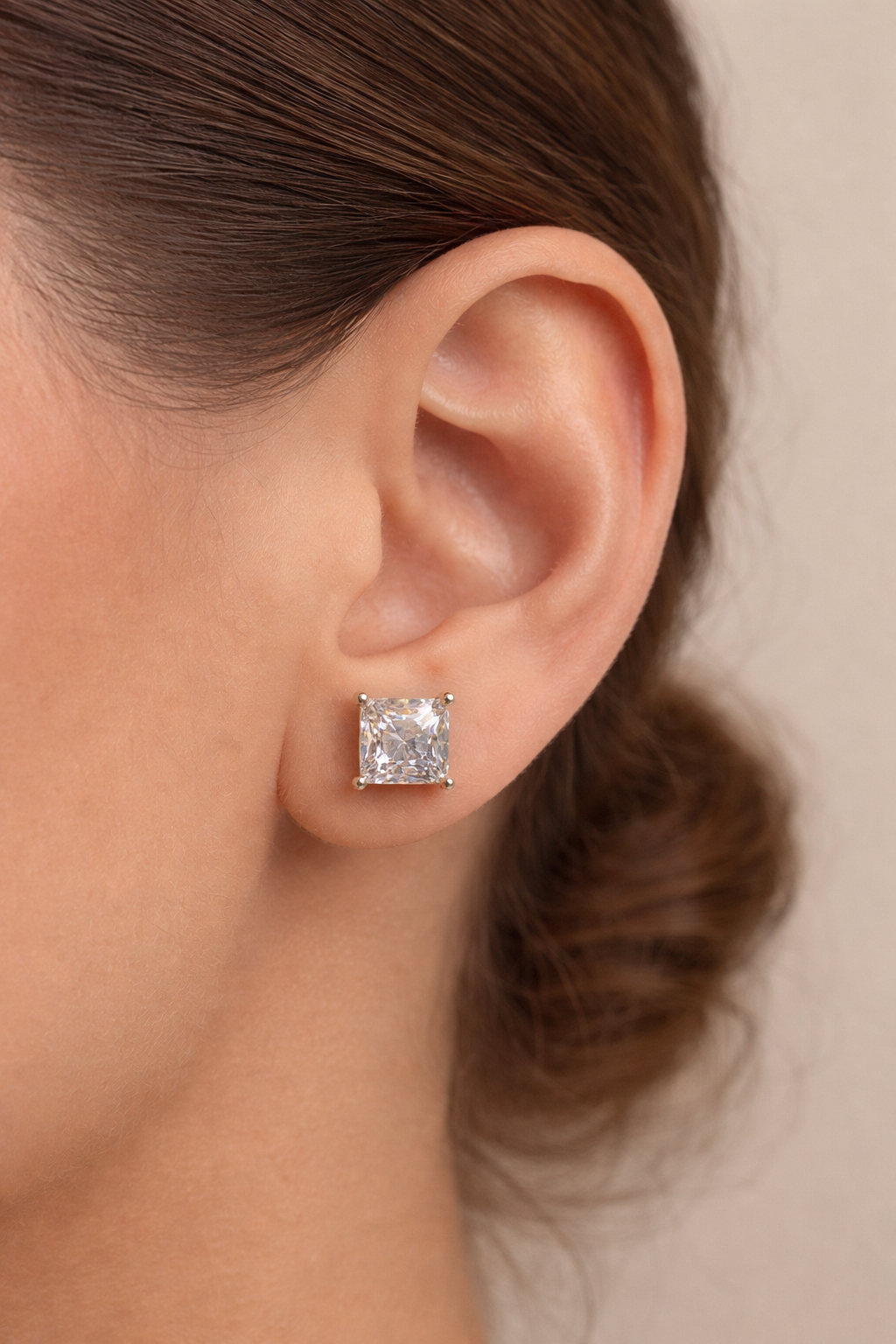 Square CZ Stud Earrings