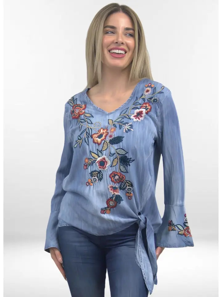 Ida Blouse | Pullover Tie Waist Top in Rayon Tencel