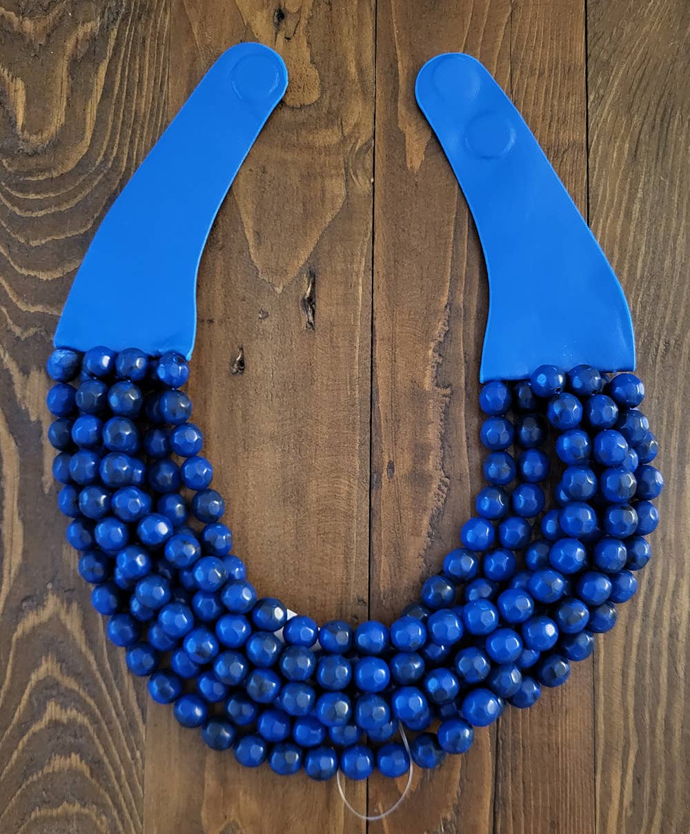 Blue Chunky Beaded Layered Magnetic Necklace