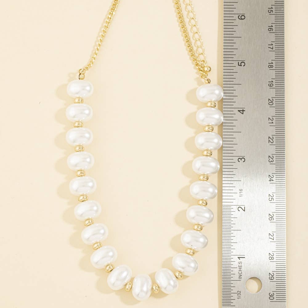 Graduated Oval Pearl Beaded Statement Necklace