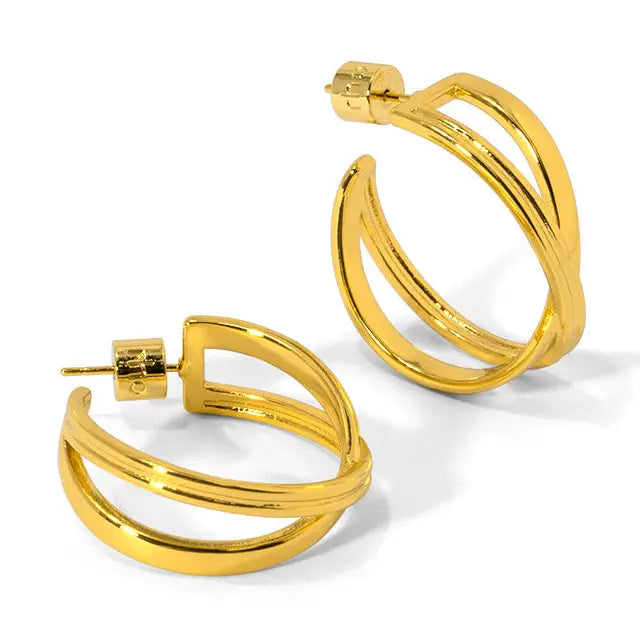 Textured Cross Hoop Earring