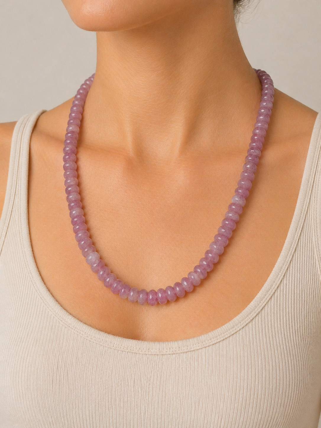 Lavender Stone Beaded Necklace