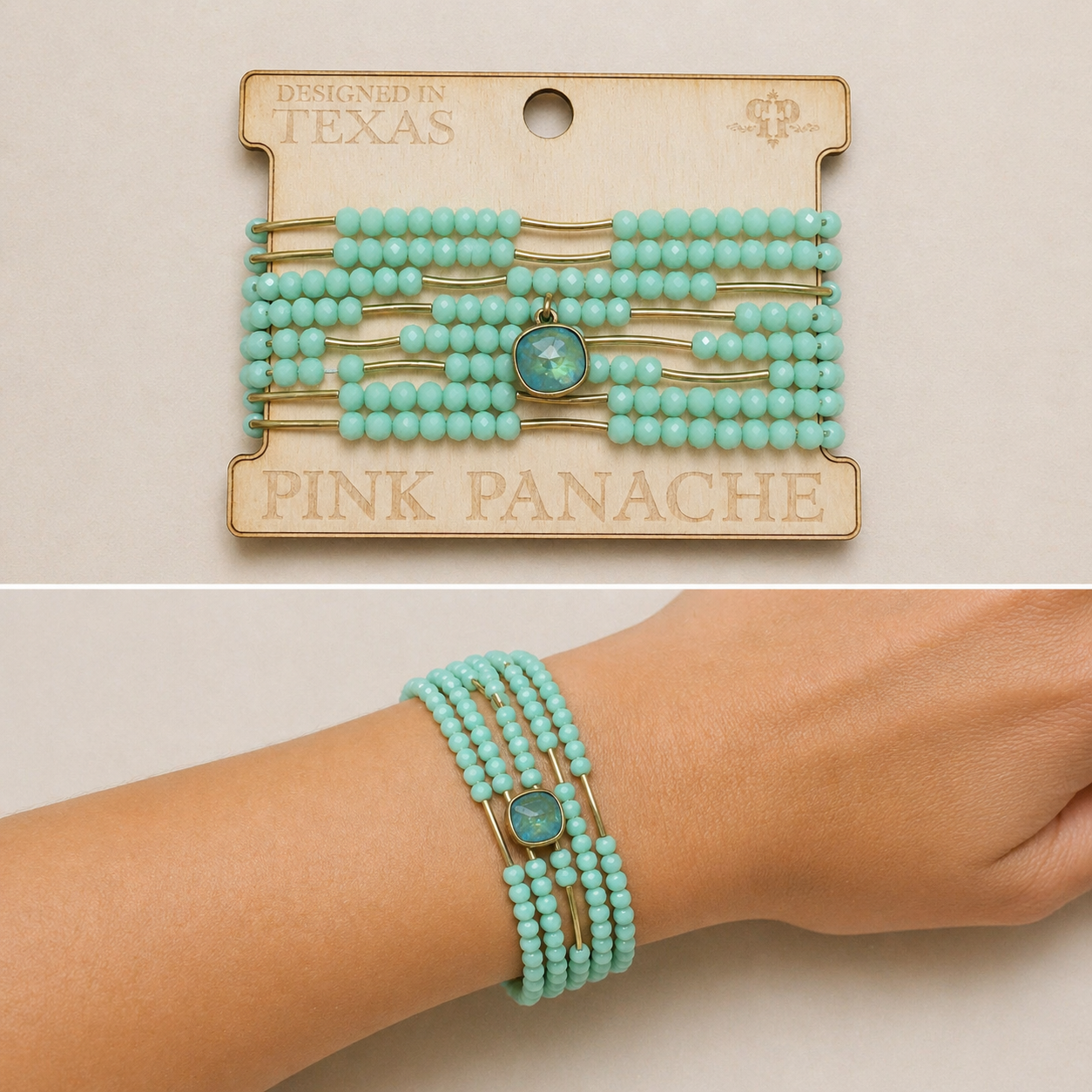 Australian Crystal Tube Bead Stretch Bracelet Set