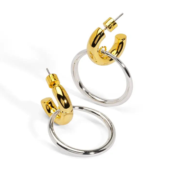 Two-Tone Door Knocker Drop Earring