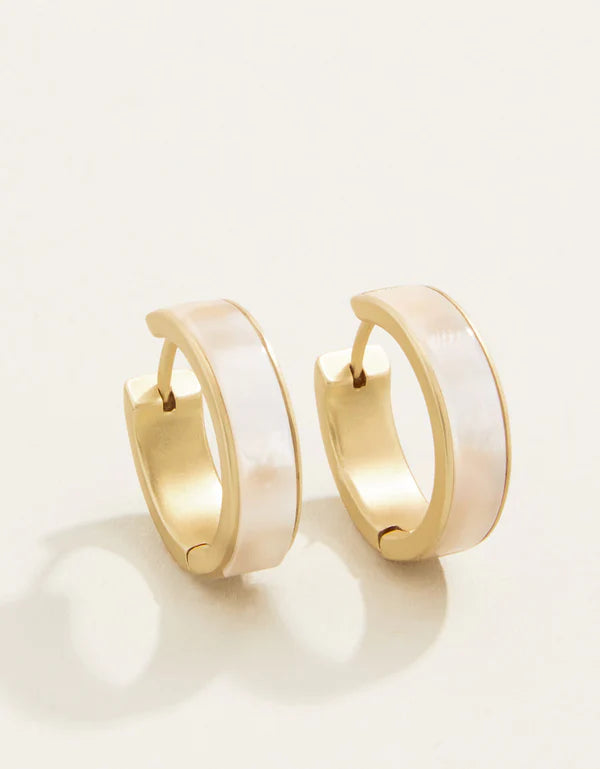 Spartina Mother-of-Pearl Midi Hoop Earrings Gold