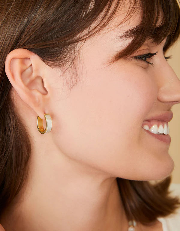 Spartina Mother-of-Pearl Midi Hoop Earrings Gold