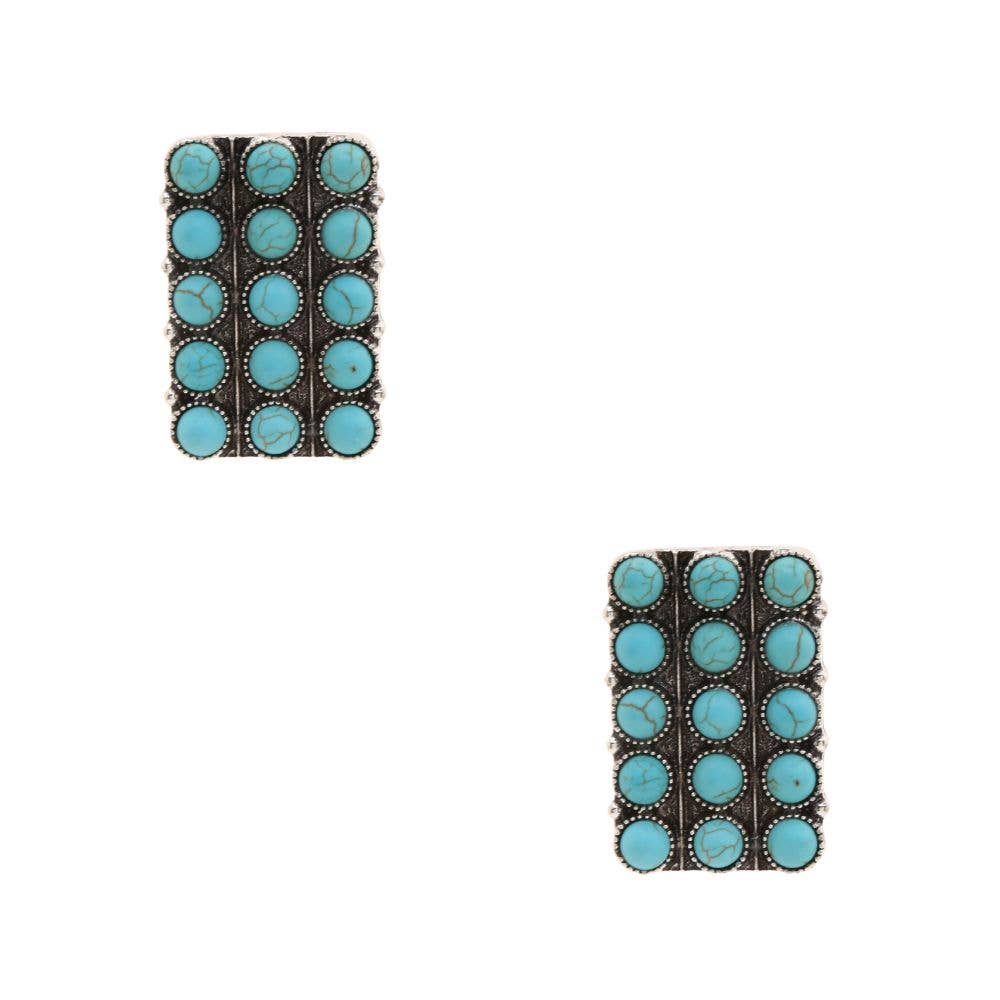 Turquoise Beaded Rectangle Earrings