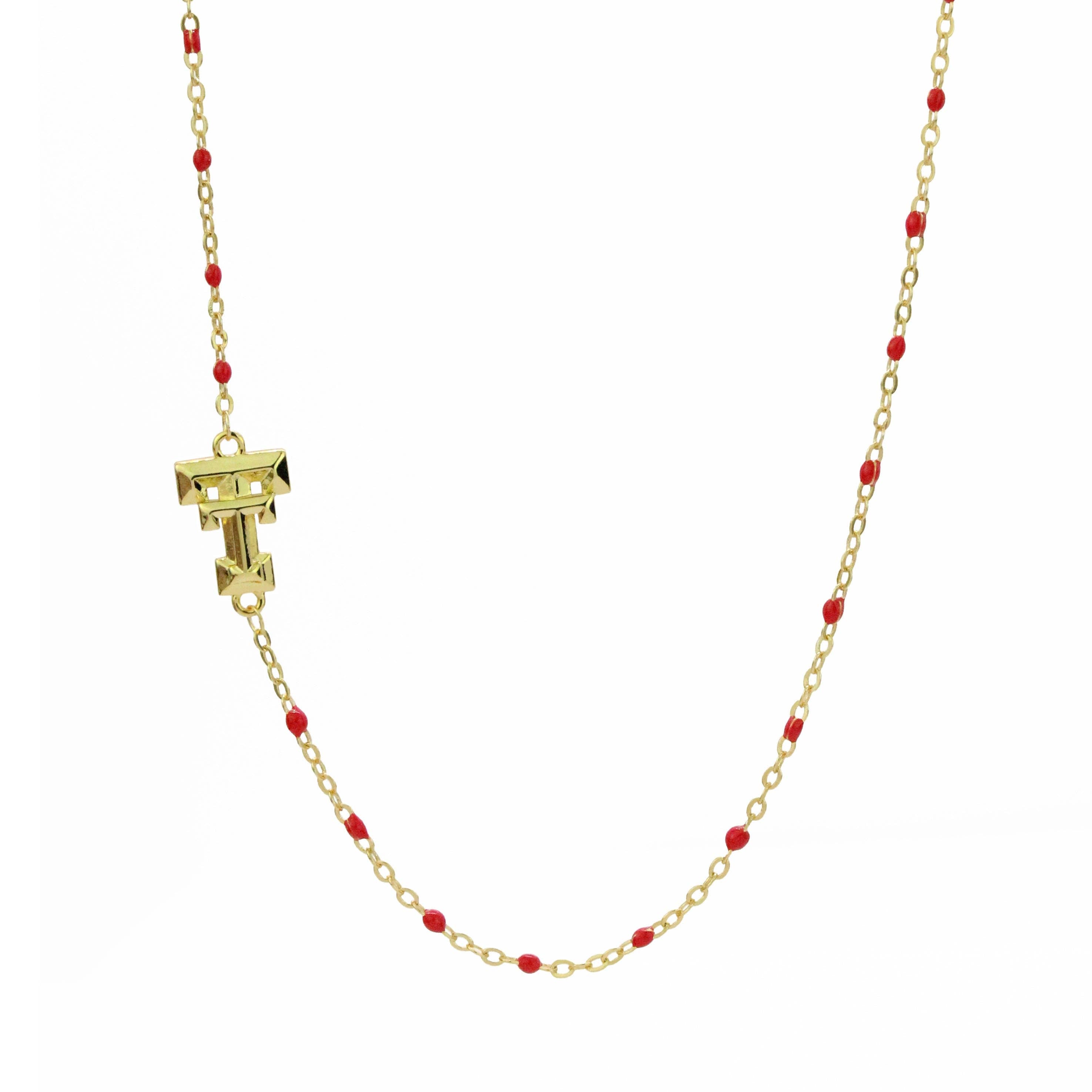 Texas Tech Logo Enamel Bead Necklace