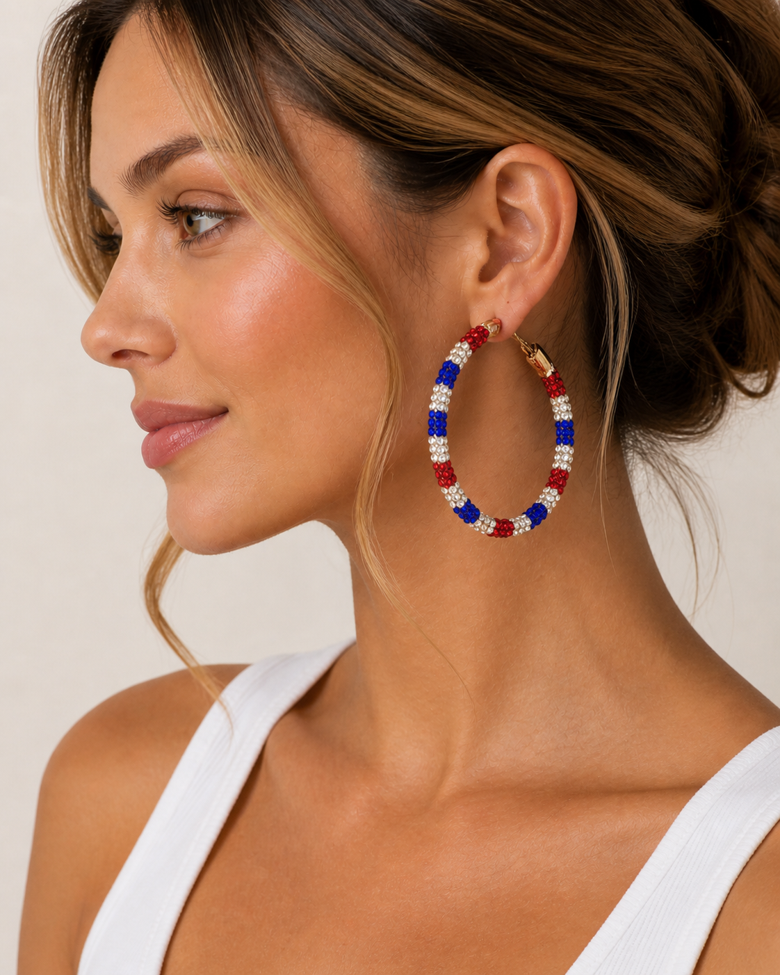 Bling Patriotic Hoop Earrings