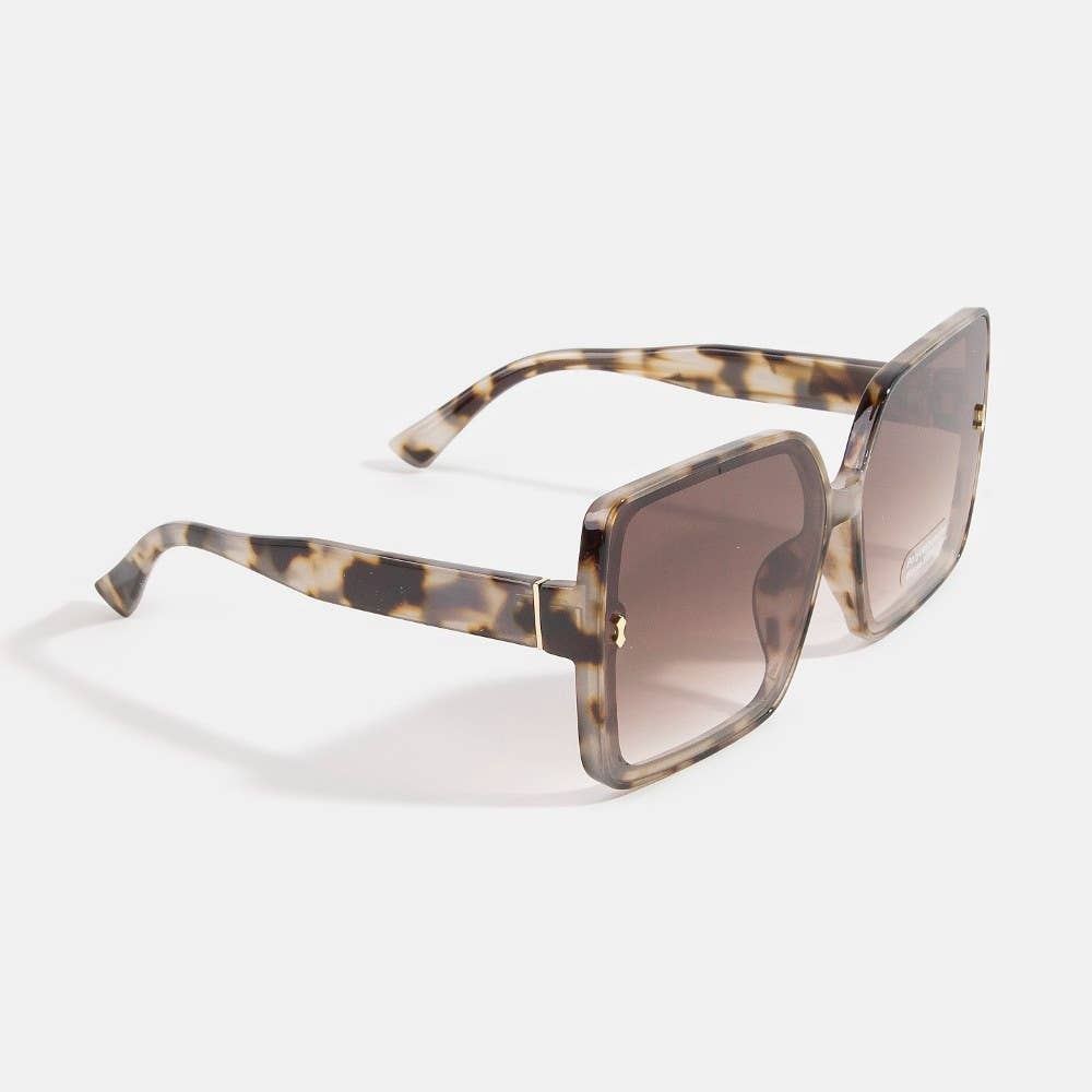 Oversized Square Sunglasses With Gold Corner Charm