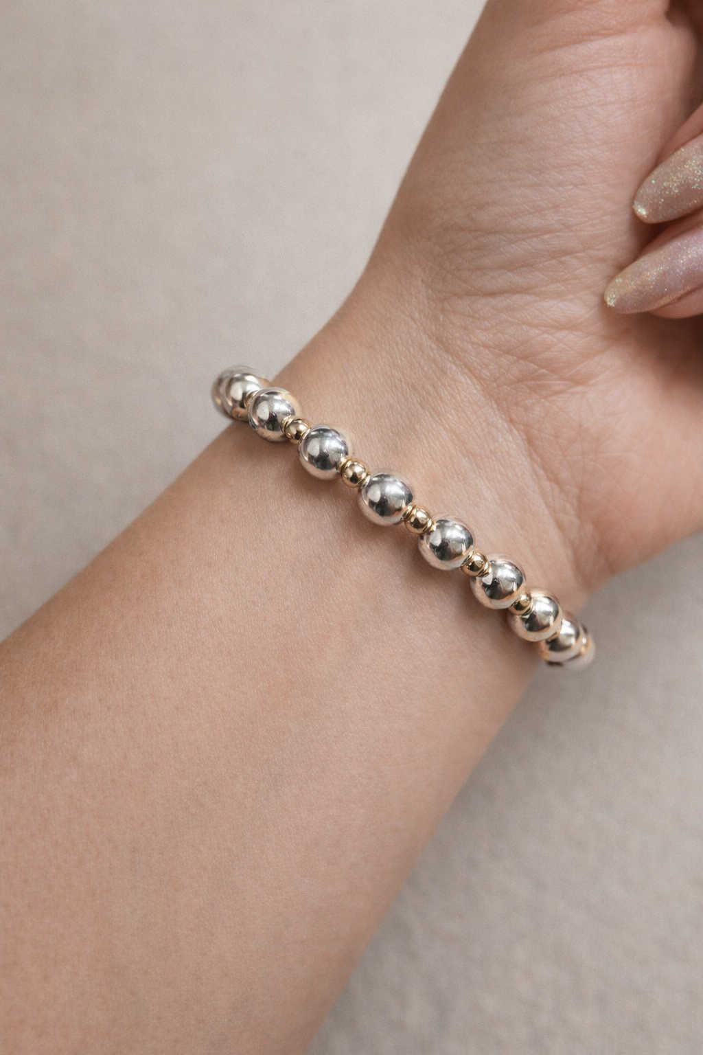 Dual Tone Beaded Stretch Bracelets