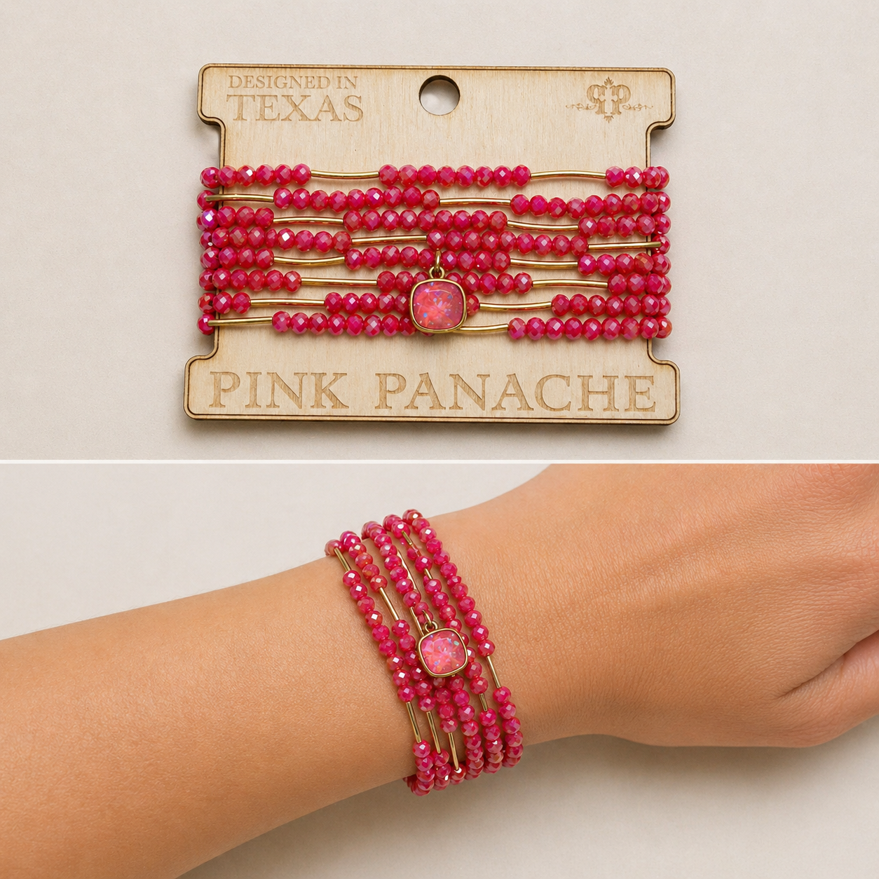 Australian Crystal Tube Bead Stretch Bracelet Set