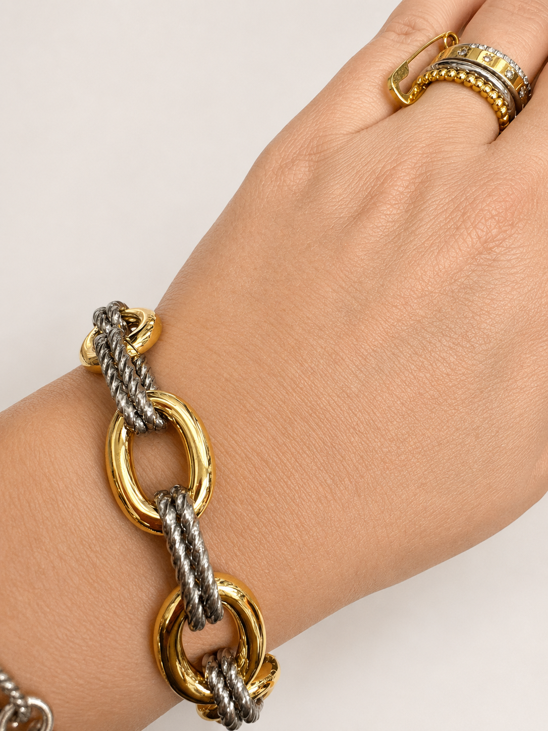 Two Tone Mixed Media Circle Bracelet