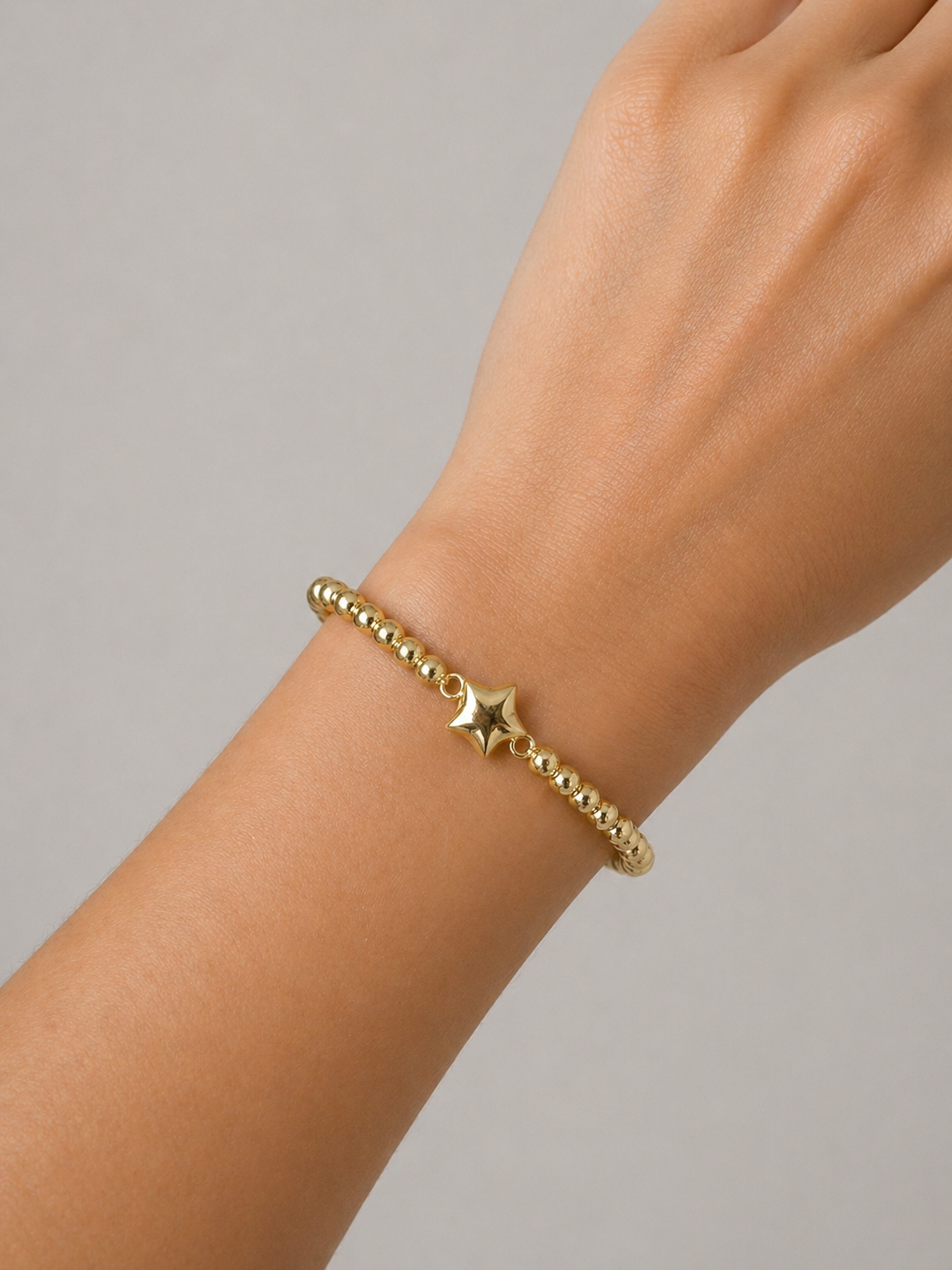Various Gold Beaded Stretch Bracelet