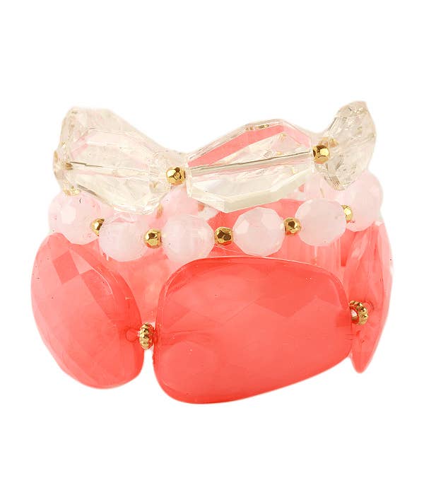 Coral Chunky Stretch Bracelet Set