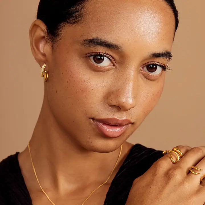 Pave Double Hoop Huggies