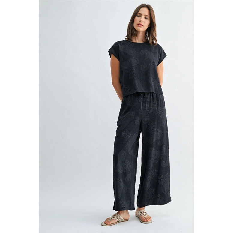 Navy Paisley Pant Set