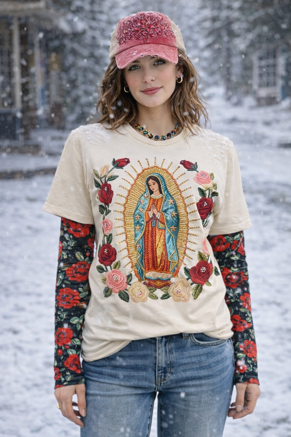 Yarn Our Lady Of Guadalupe Bling Tee