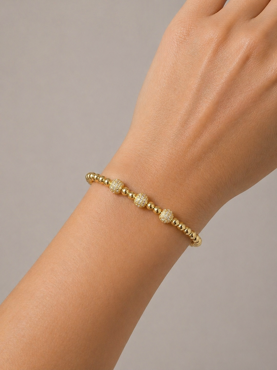 Various Gold Beaded Stretch Bracelet