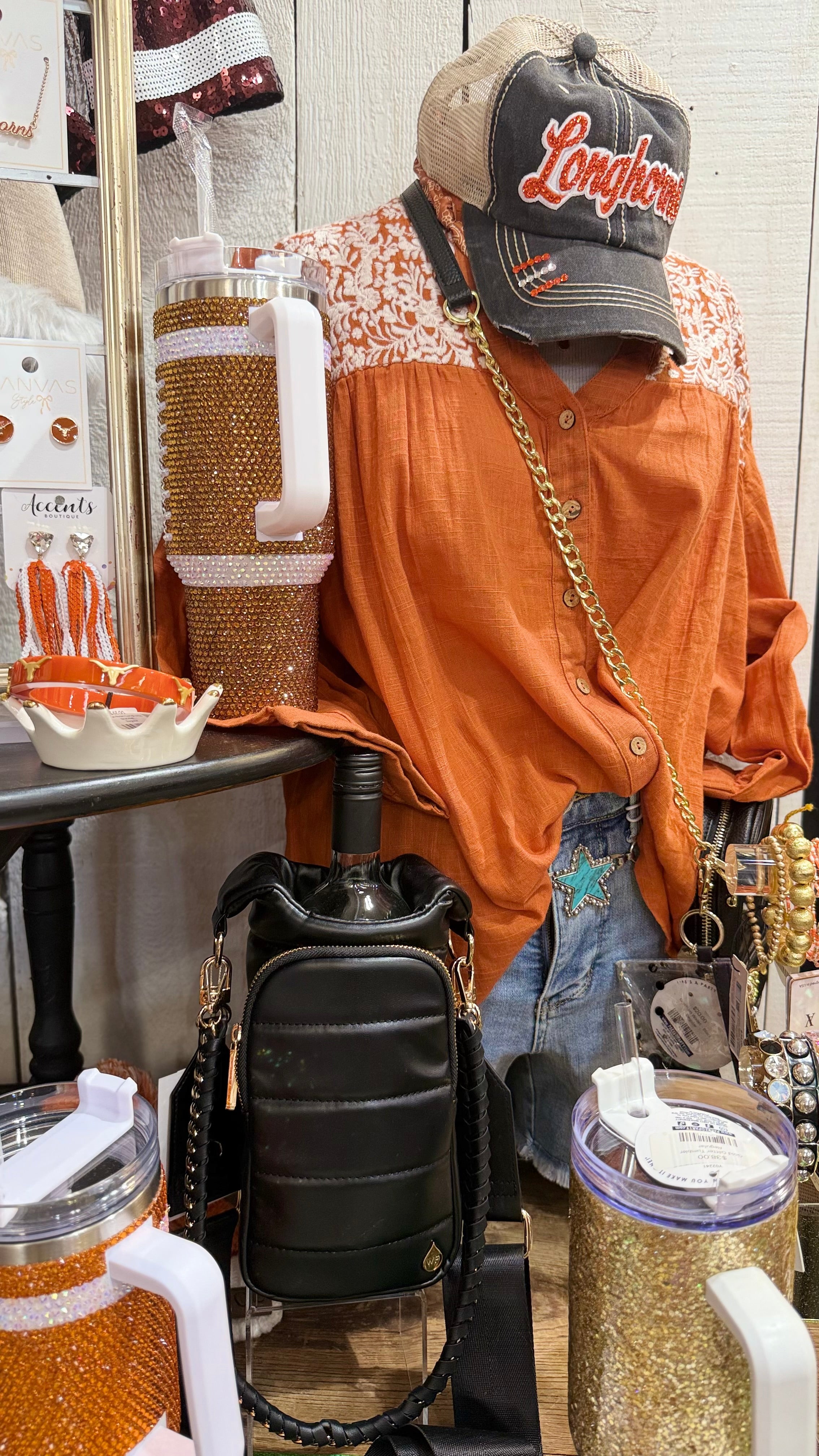 Longhorns Bling Cap — Accents Boutique, Marble Falls TX