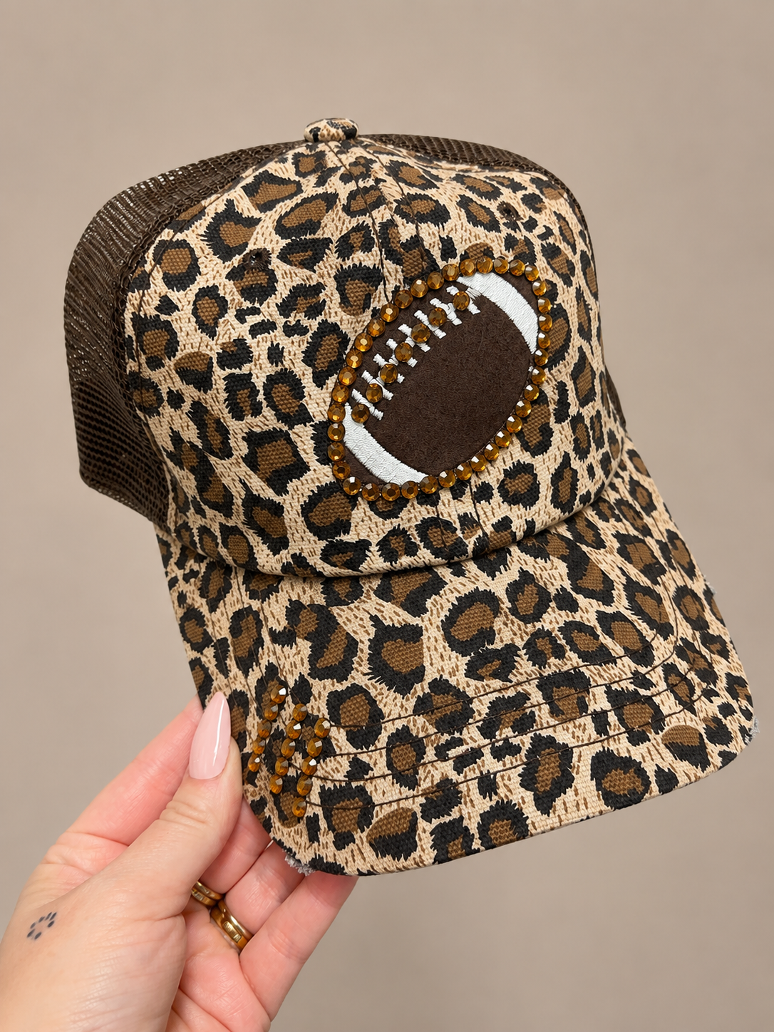 Leopard Football Bling Cap