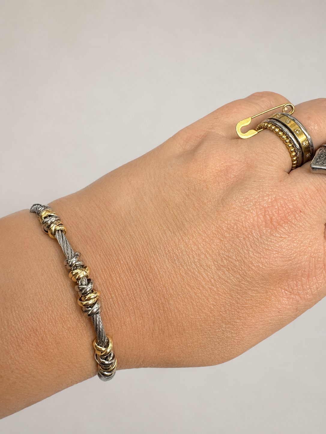 Two Tone Beaded Cable Bracelet