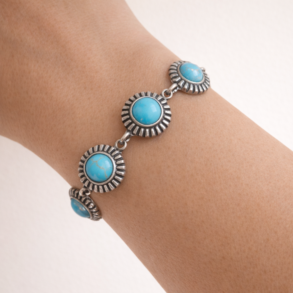 Silver Tone Concho Clasp Bracelets