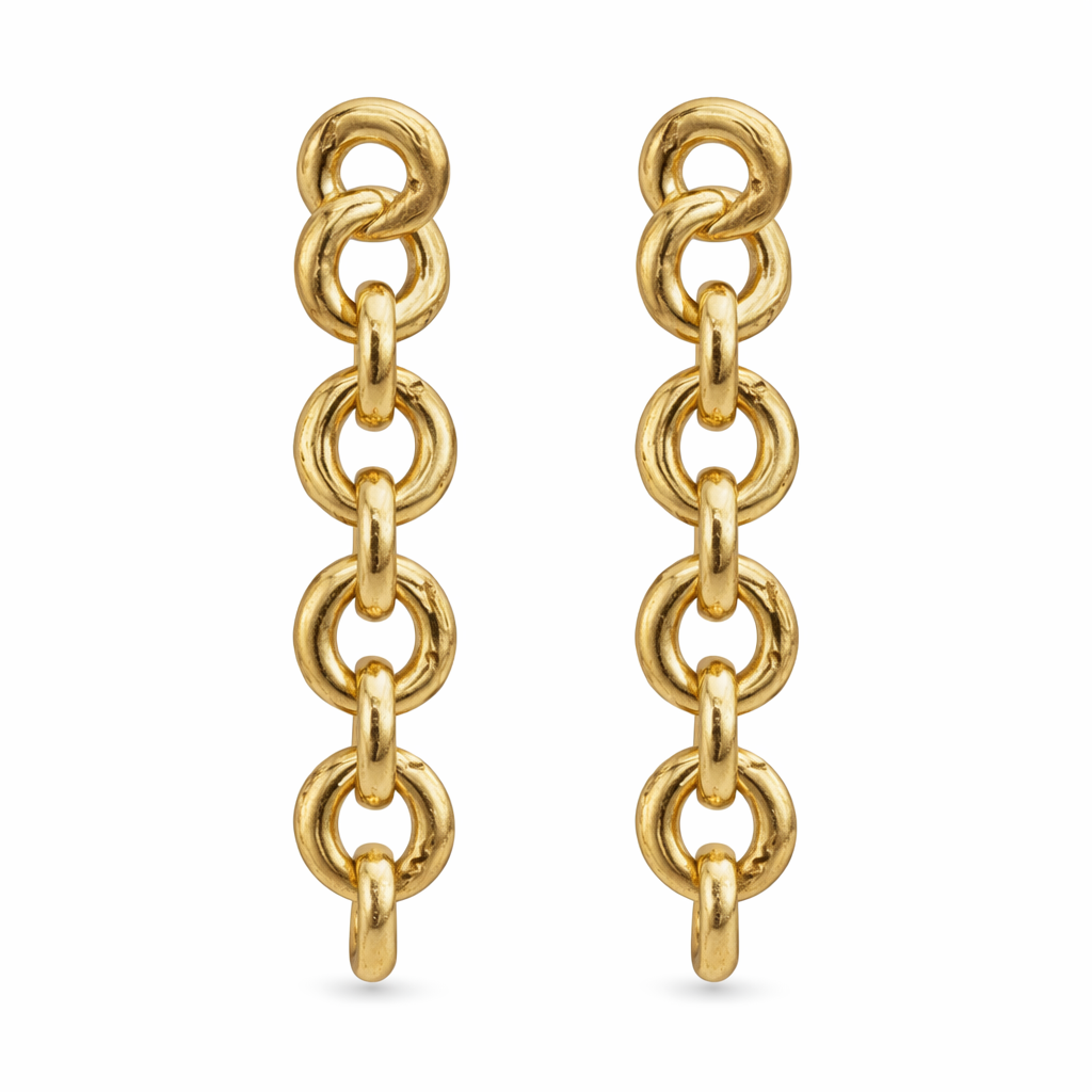 Canvas Jacqueline Linked Statement Earrings - Worn Gold