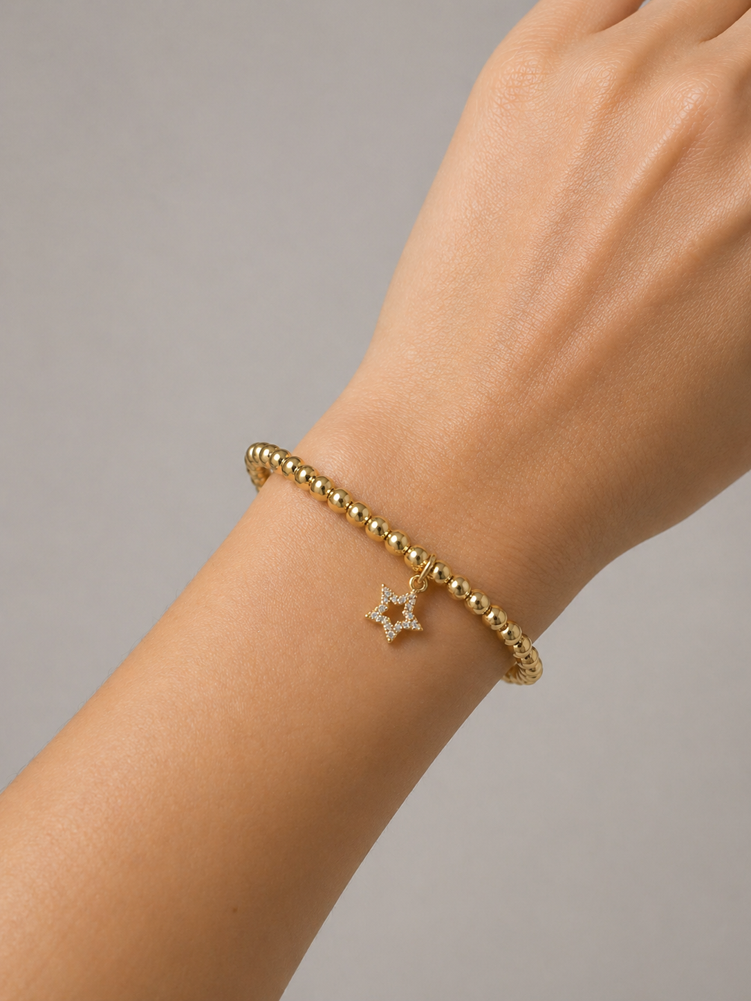 Various Gold Beaded Stretch Bracelet