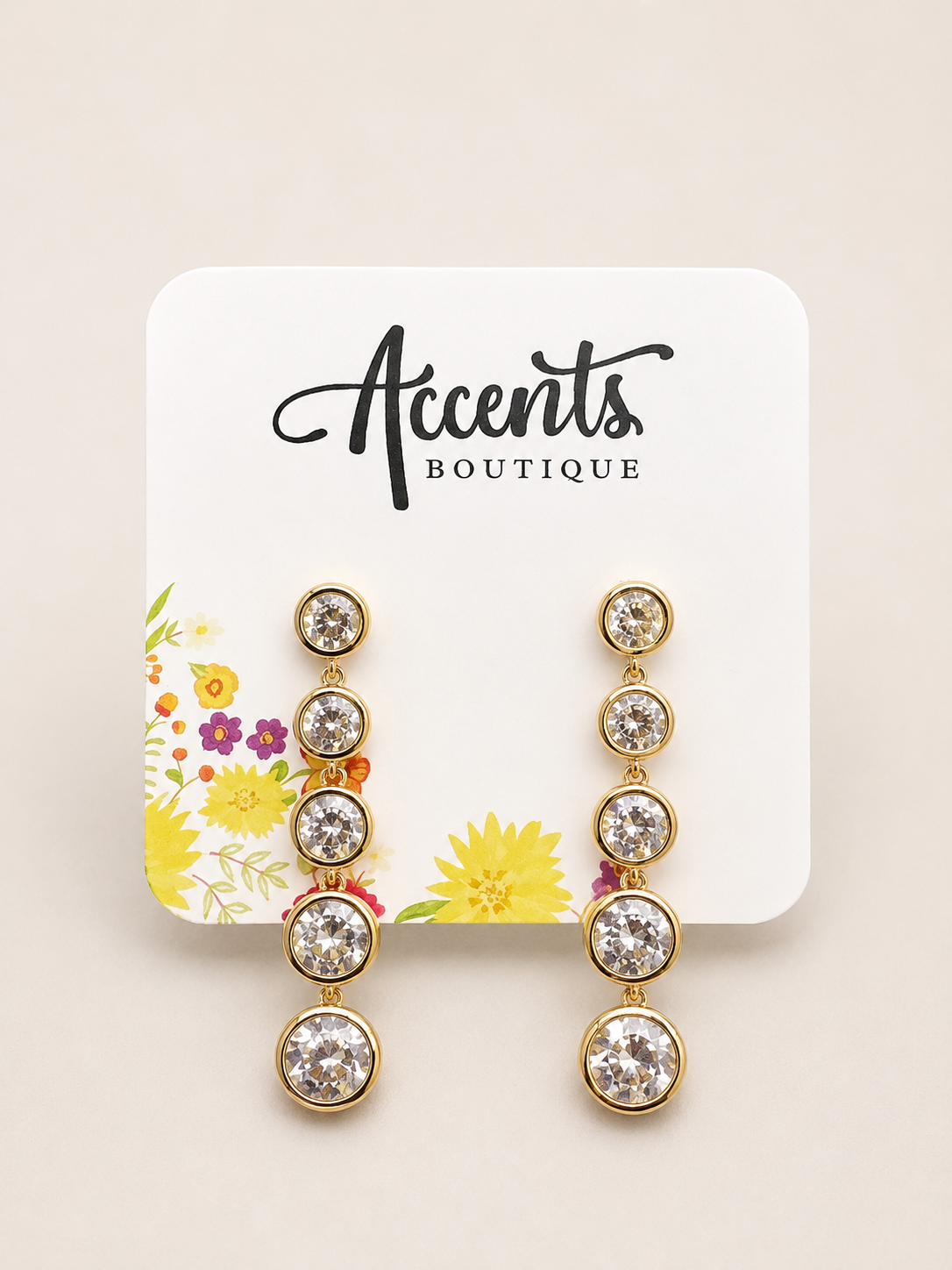 Gold Crystal Drop Earrings