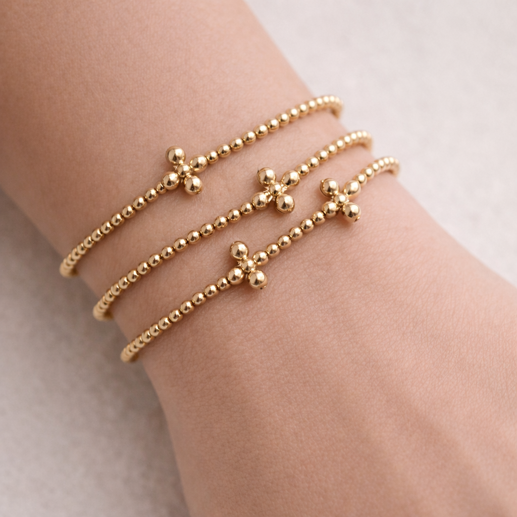 Marlena Satin Metal Beaded Stretch Bracelets