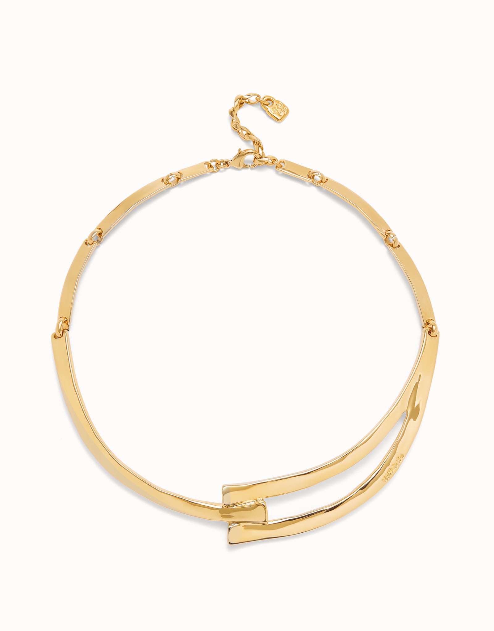UNOde50 rigid sculpted choker necklace plated in 18k gold