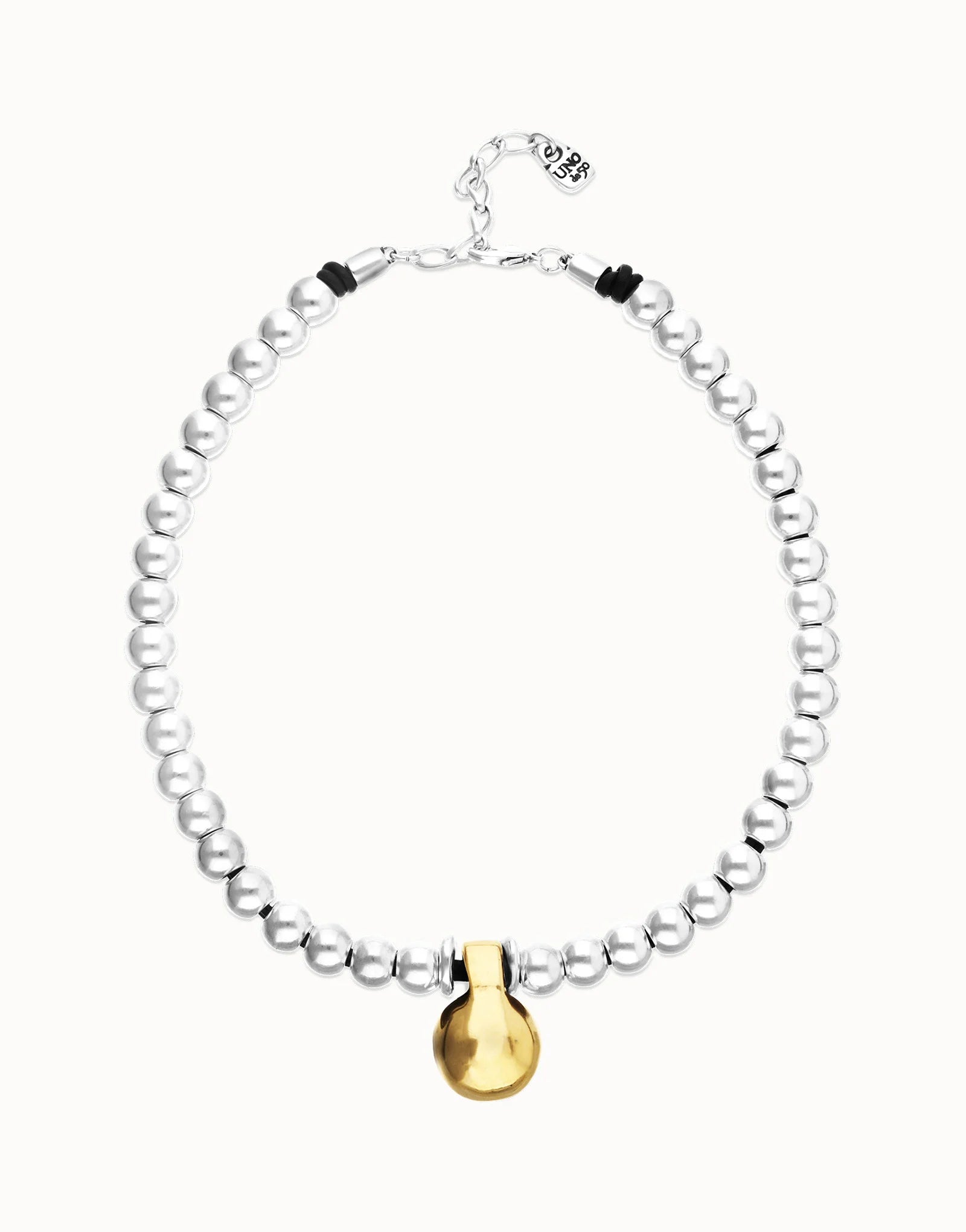 UNOde50 Beaded necklace with medium spheres and a large sphere