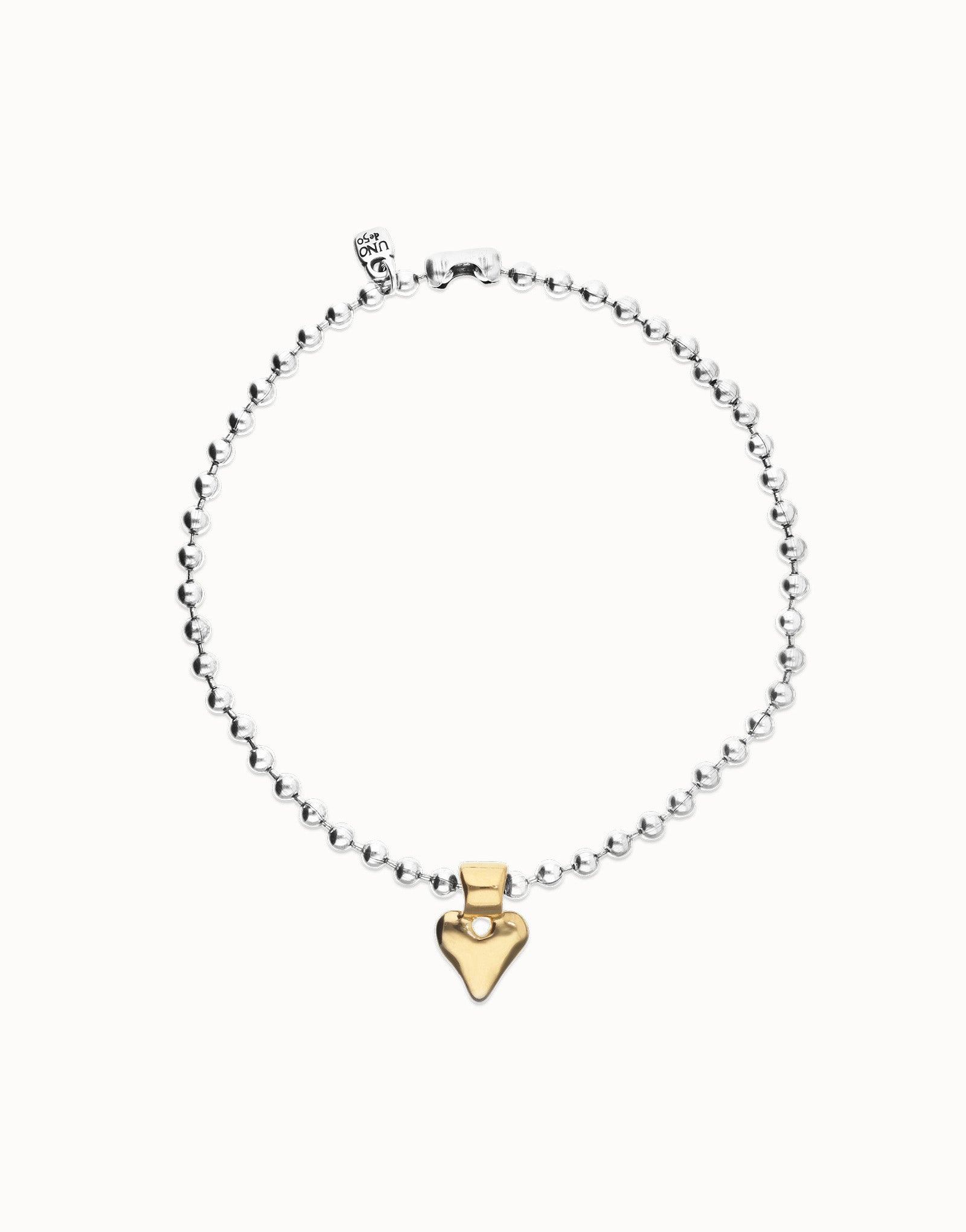 Uno de 50 Silver Bead necklace with heart detail