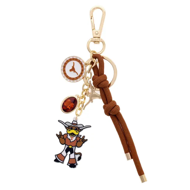Canvas Texas Longhorns Cluster Bag Charm in Burnt Orange