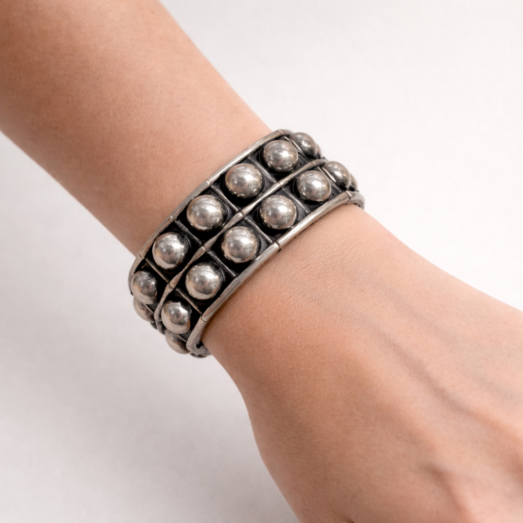 Wide Studded Stretch Bracelet