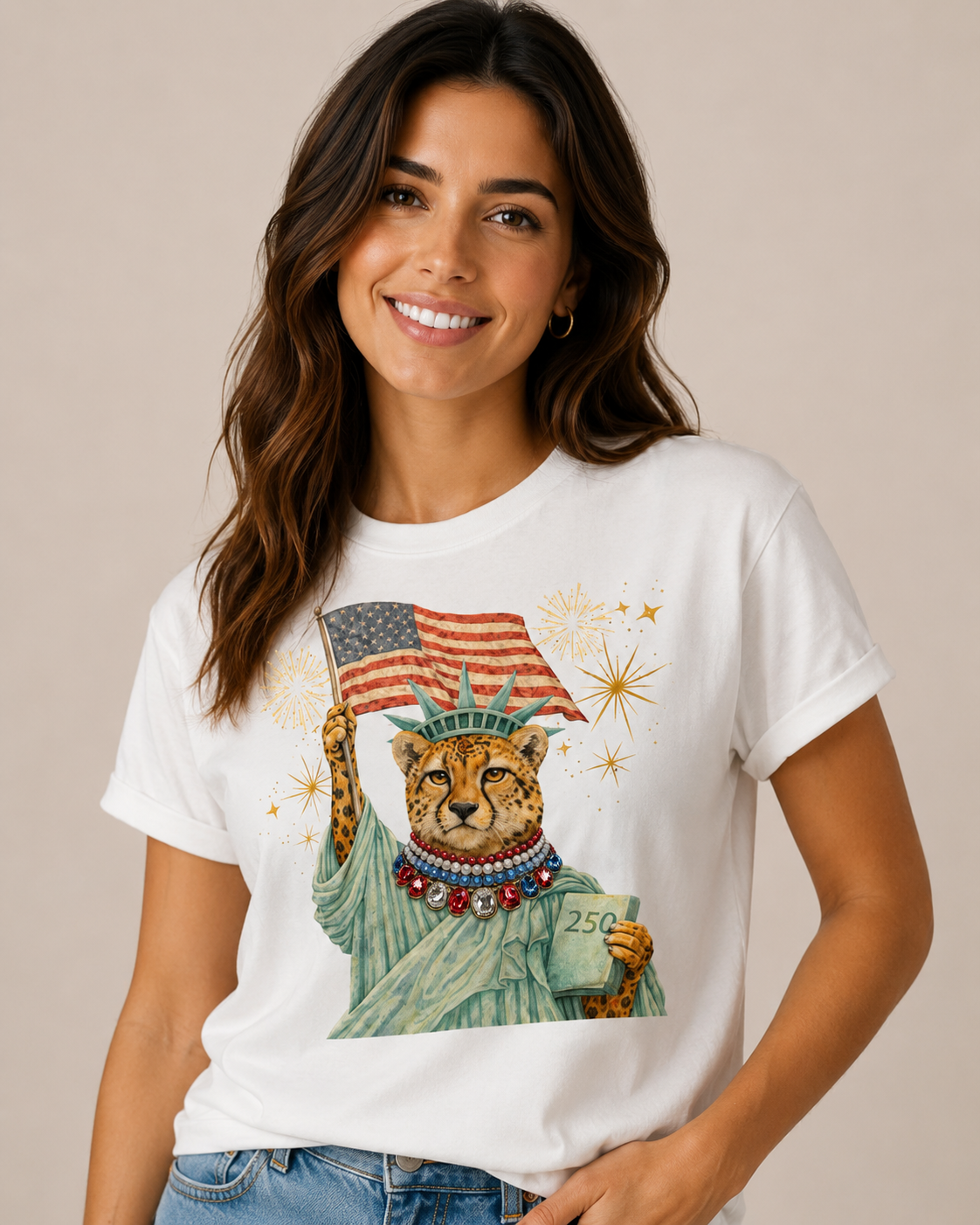 Jeweled Leopard Liberty Tee