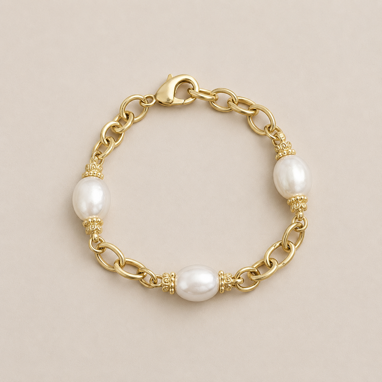 Gold Matte Pearl Bracelet