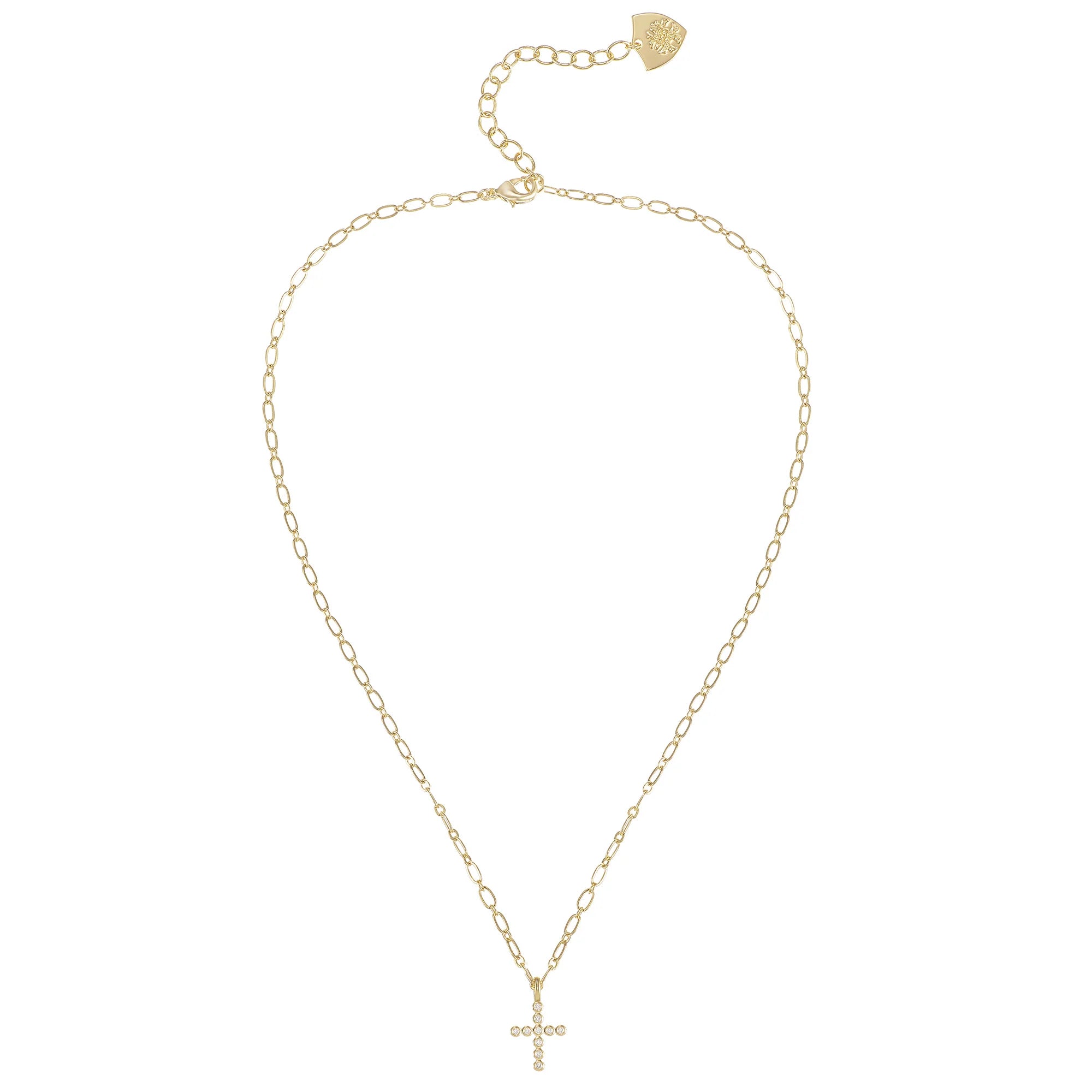 Natalie Wood Enamel Cross Drop Necklace - Gold