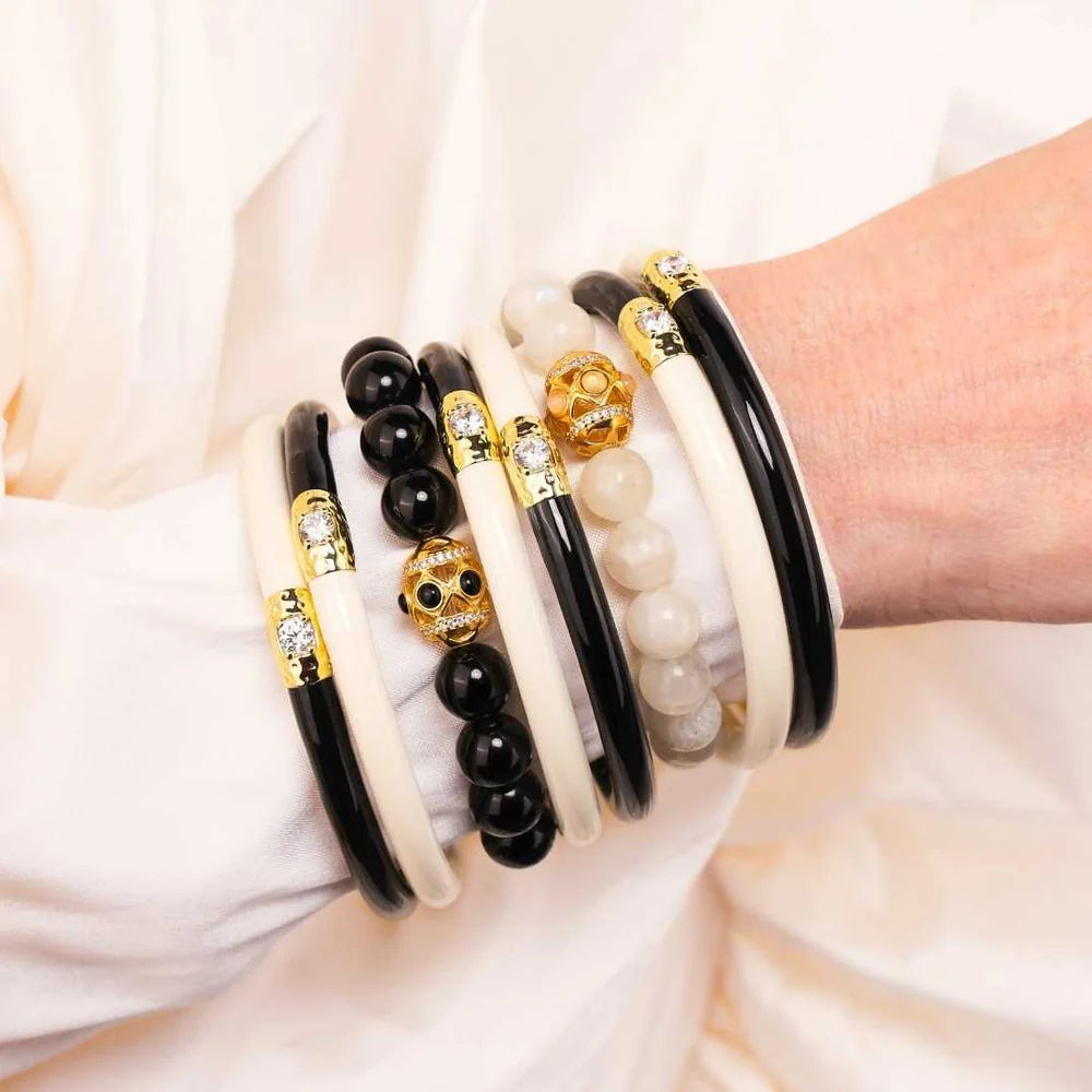 Budha Girl Black/Ivory Yin & Yang All Weather Bangles® (AWB®)