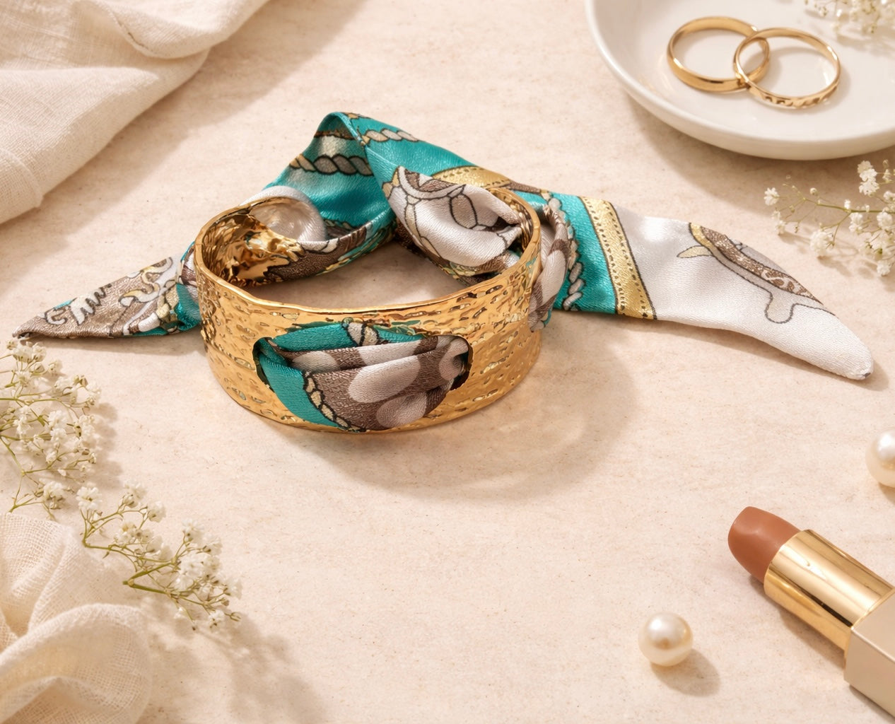 Gold Tone Scarf Bracelet