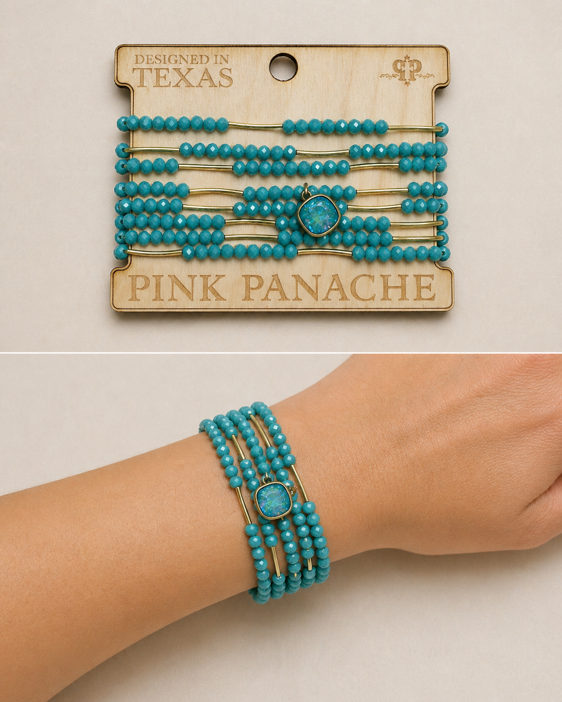 Australian Crystal Tube Bead Stretch Bracelet Set