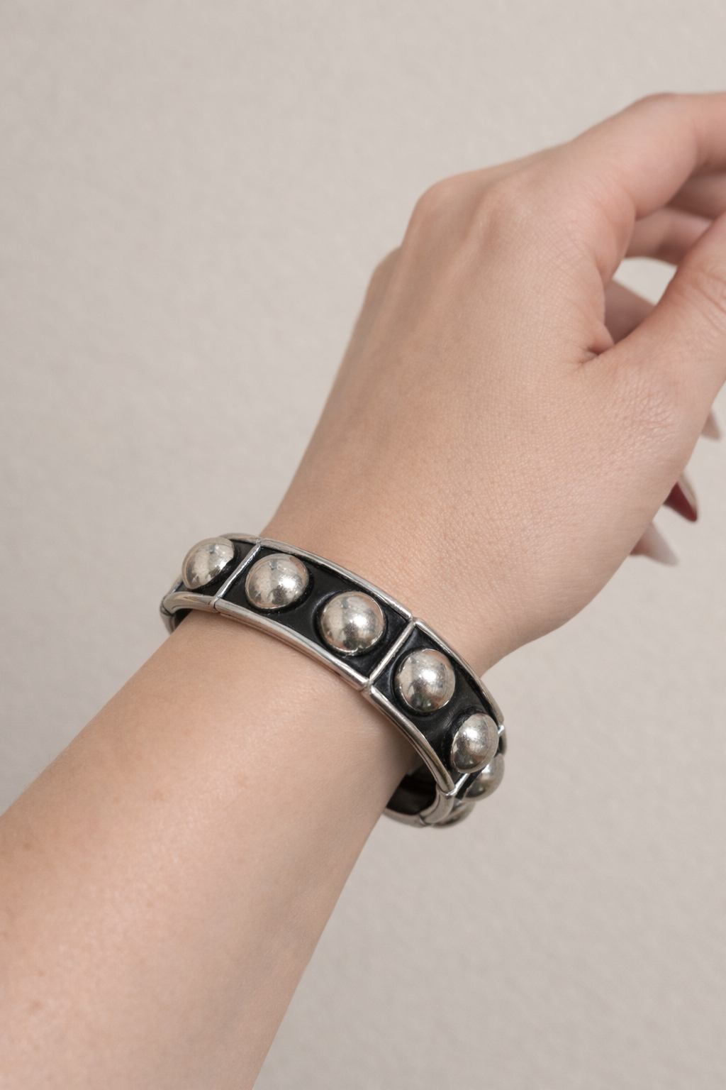 Silver Large Beaded Bracelet