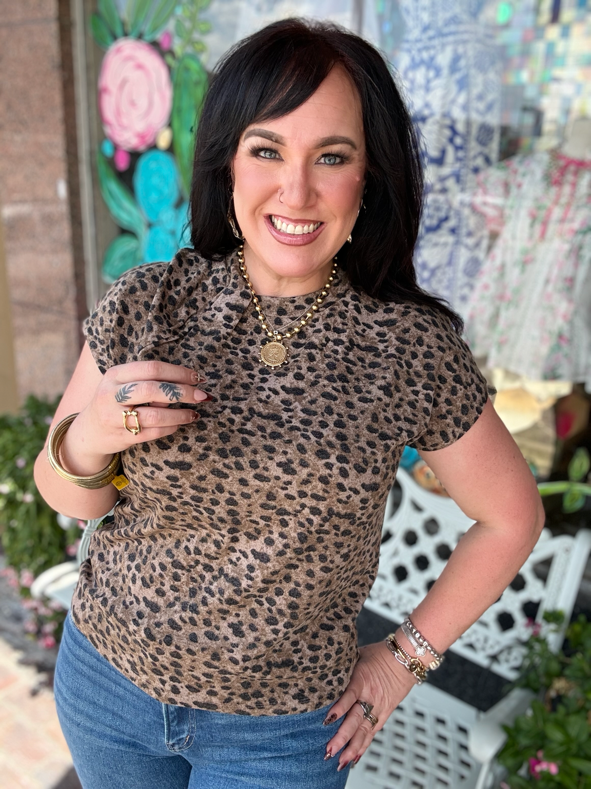 Leopard Twist Front Top