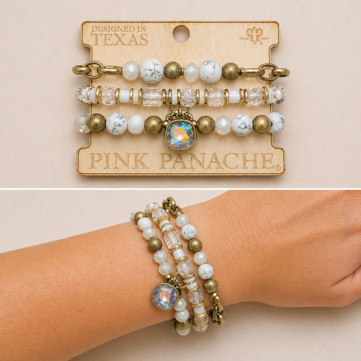 Mixed White Bead Bracelet With Australian Crystal