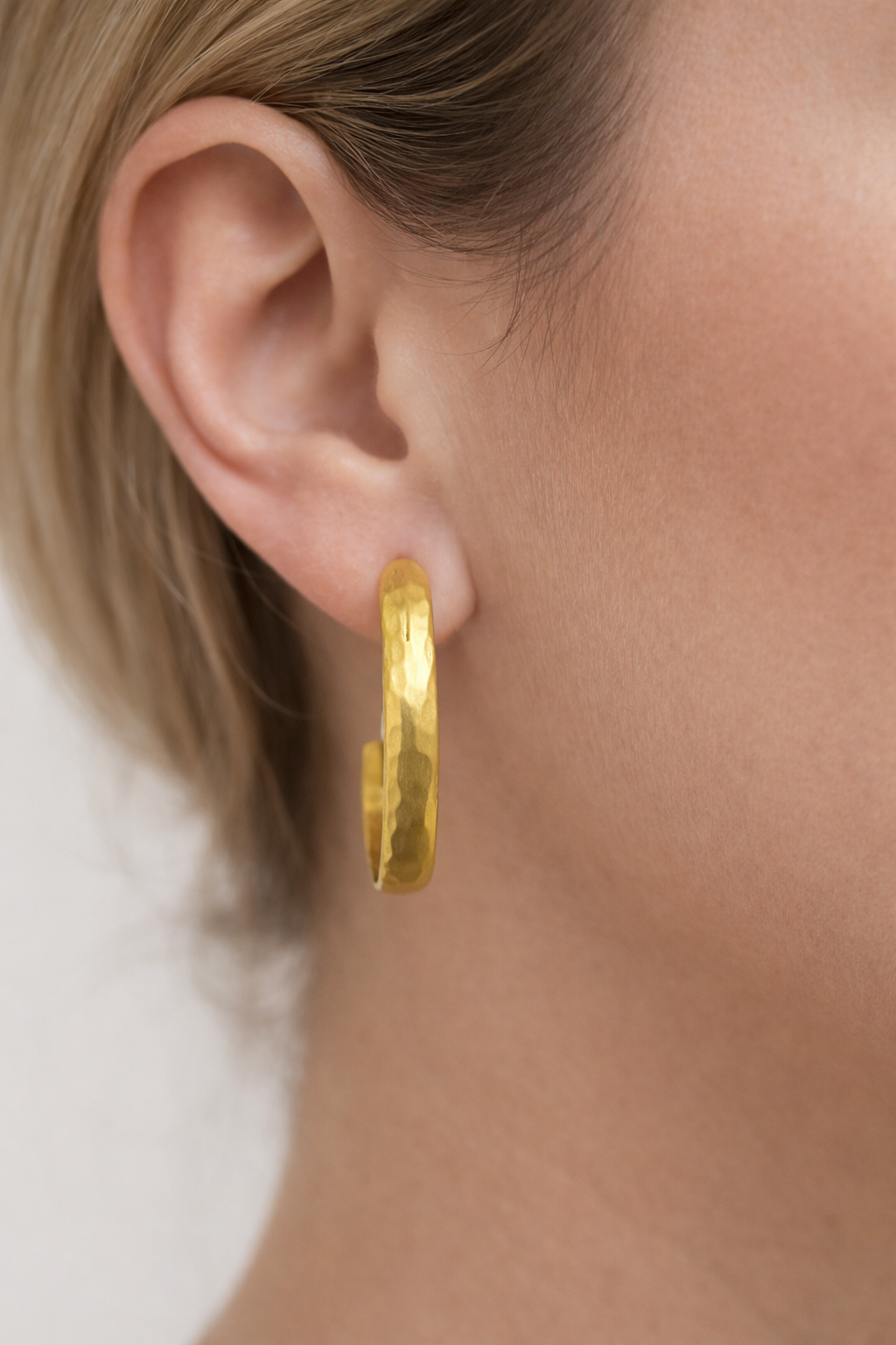 Gold Hammered Hoops