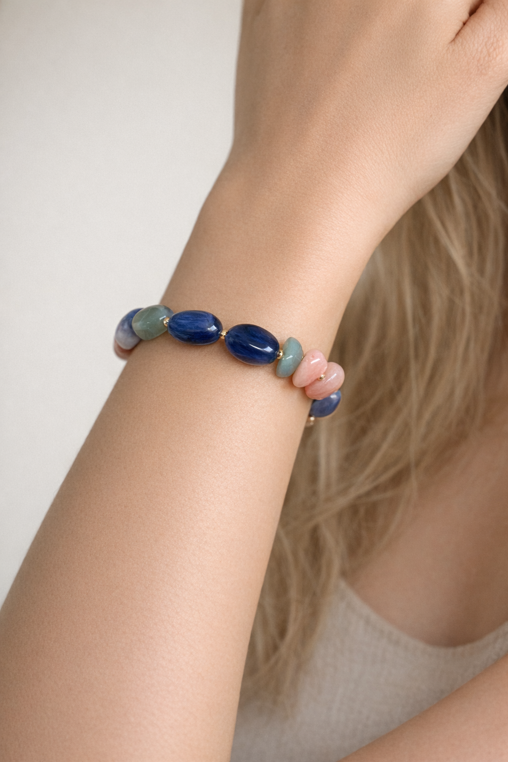 Blue Multi Resin Stone Stretch Bracelet